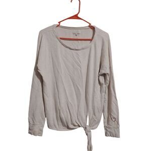 Lucky Brand Womens Tie Front‎ White Blouse with Heart on Sleeve Size M